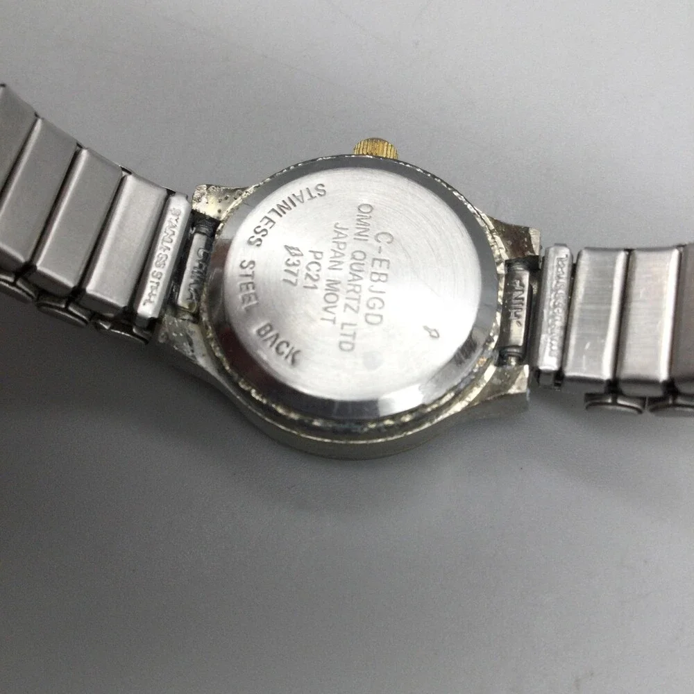Sergio Valente Womens Watch 22mm Black Dial Two Tone Expansion Diamond